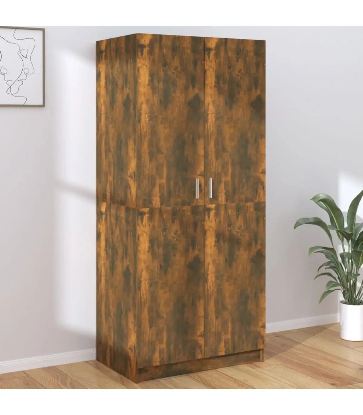 Wardrobe cabinets plywood closet color smoky oak 80x52x180 cm