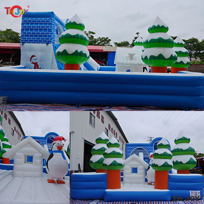 9x7m Outdoor New Design Inflatable Christmas Themed Bouncy Castle With Slide For Kids And Adults