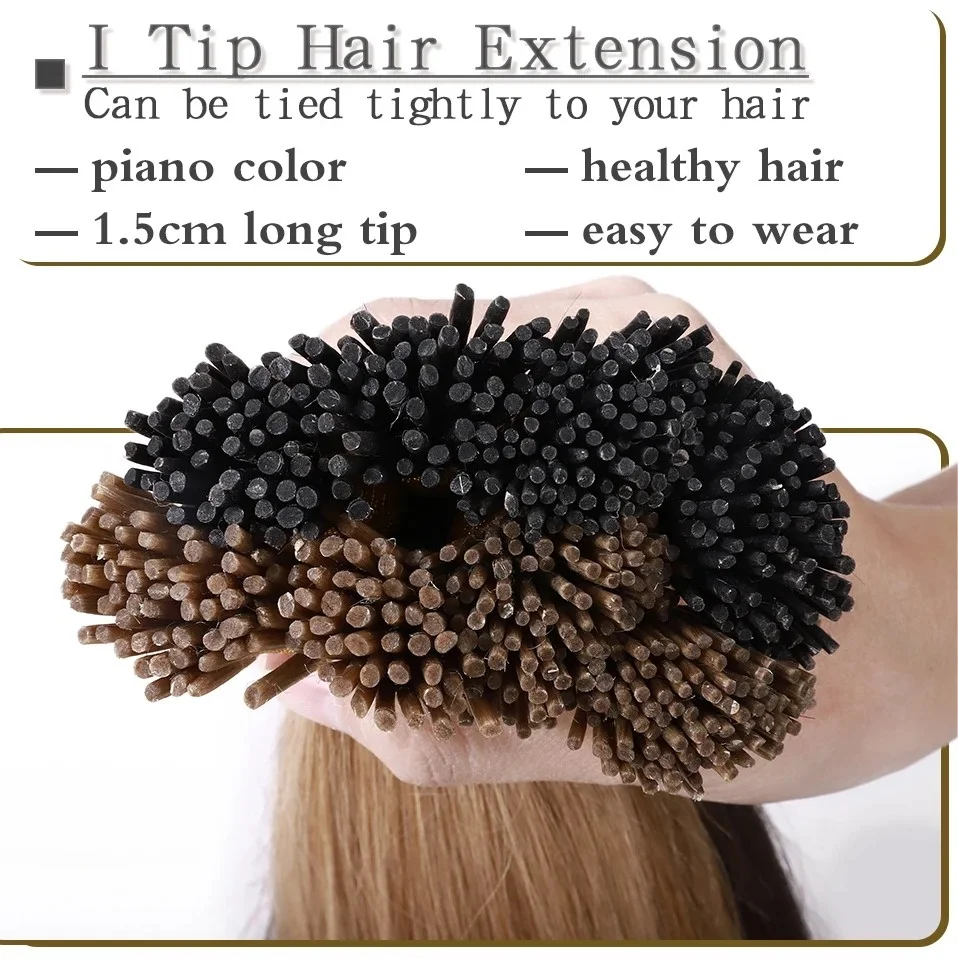 I Tip Extensions de cheveux cheveux humains 11 couleurs mis en évidence blond décoloré 10-24 pouces pour les femmes doux et naturel Itip Extension de cheveux humains