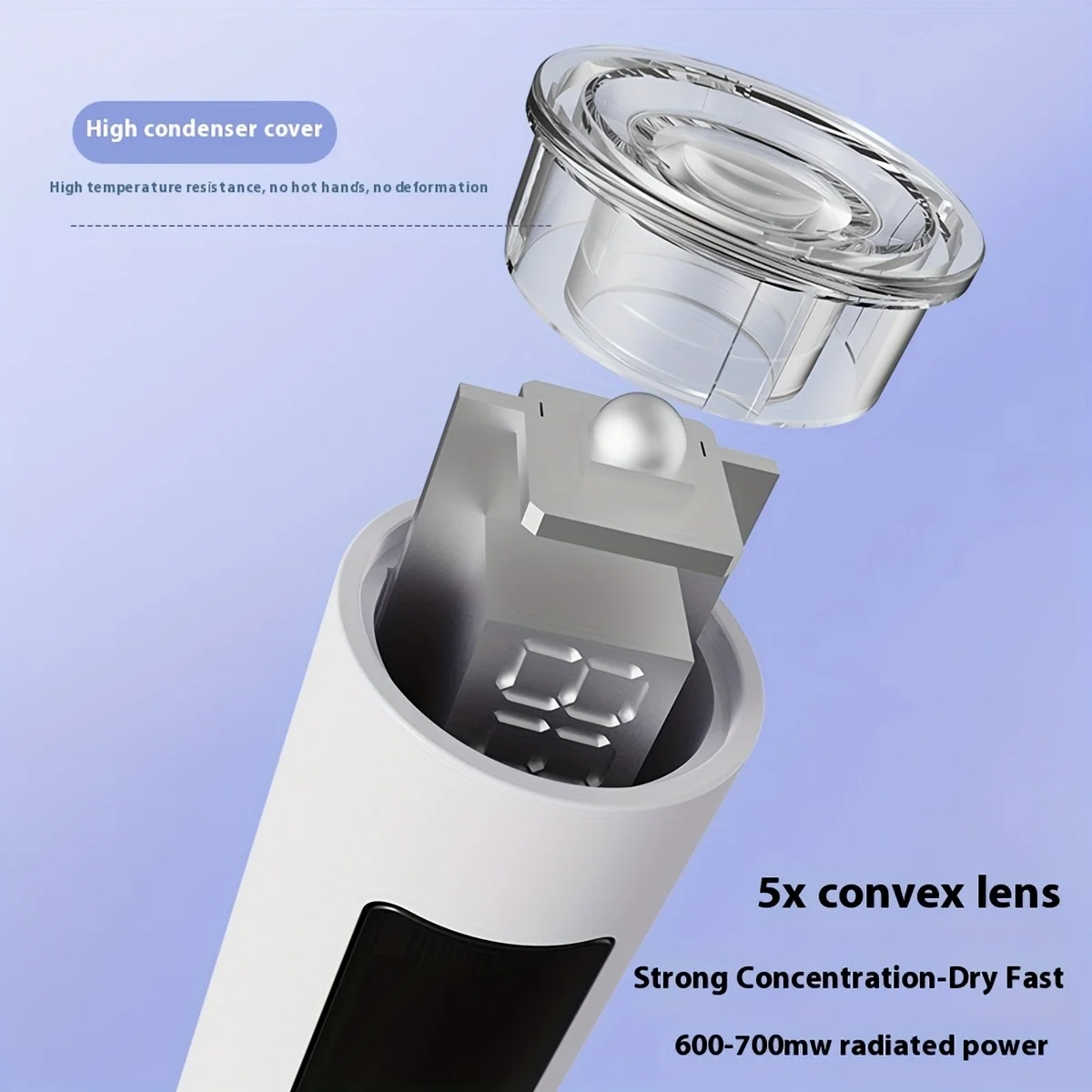 مصباح أظافر LED صغير محمول باليد لأظافر الجل مع حامل وتحكم بشاشة LCD ومستويين قابل للتعديل للعلاج السريع