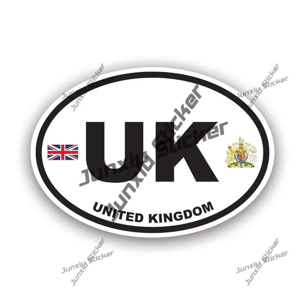 United Kingdom Country Code UK Oval Decal  Britain British Flag Sticker UV Protected Decals for Car Laptop Cover Scratches Decor