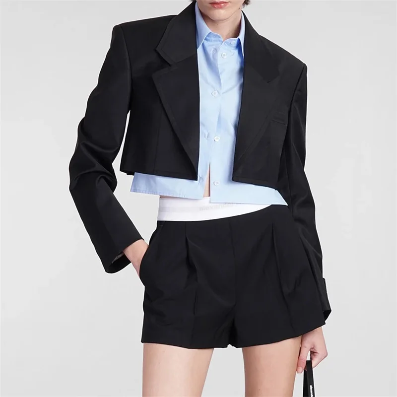 

Women's jackets 2024 Summer New outerwears contrasting patchwork Women's coat High quality wool blend long sleeved top blazers