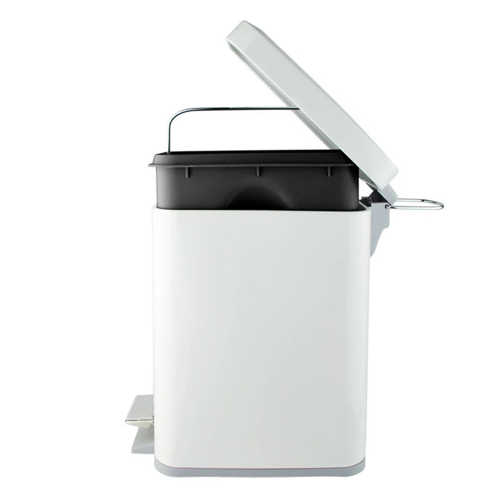 

Step Trash Can 5L Large Capacity Plastic Metal Waste Bin Removable Easy Cleaning Home Office Garbage Container