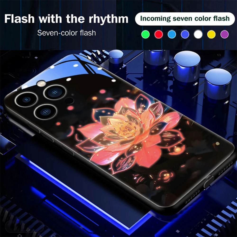 Reine Kristall-Lotus-Design-Handyhülle mit Sound-Musik-Steuerung und LED-Licht für Samsung S26 S25 S24 S23 S22 S21 S20 FE Plus Ultra – Detail 33