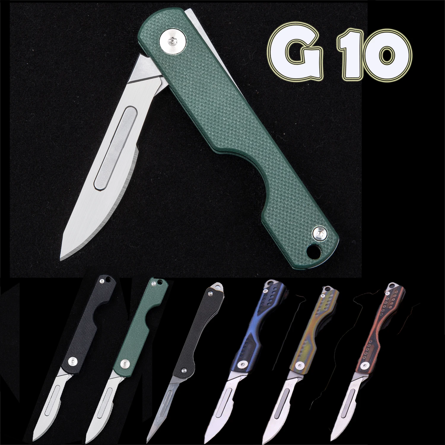 6 Styles G10 Utility Knife Insulation Non-slip Handle EDC Pocket Folding Knifes Outdoors Survival Self-defense Tool Send 10 Blad