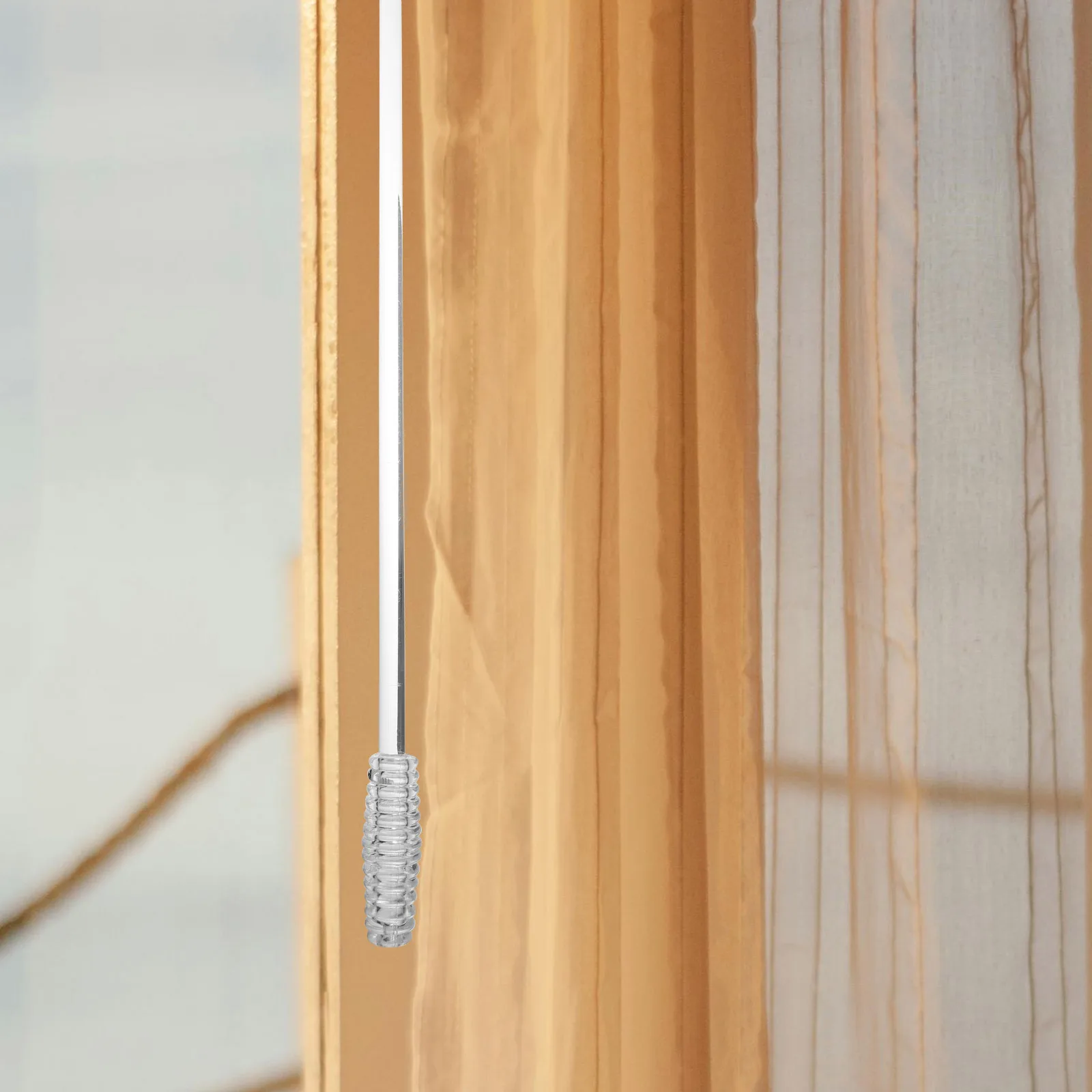 

Curtain Rod Pull Cord Handle Window Rods Curtains Drapery for Windows Bay Blinds Track Manual Clear