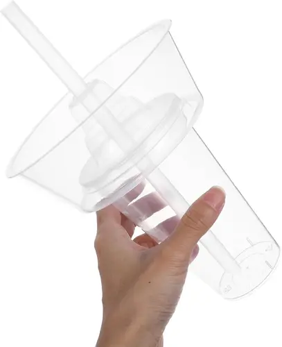 Imagen 2 del producto Taza de plástico desechable, cuenco para aperitivos, vaso de paja para sorber, fiesta, Picnic, película, noche, patatas fritas, soporte para frutas, taza para bebidas al aire libre