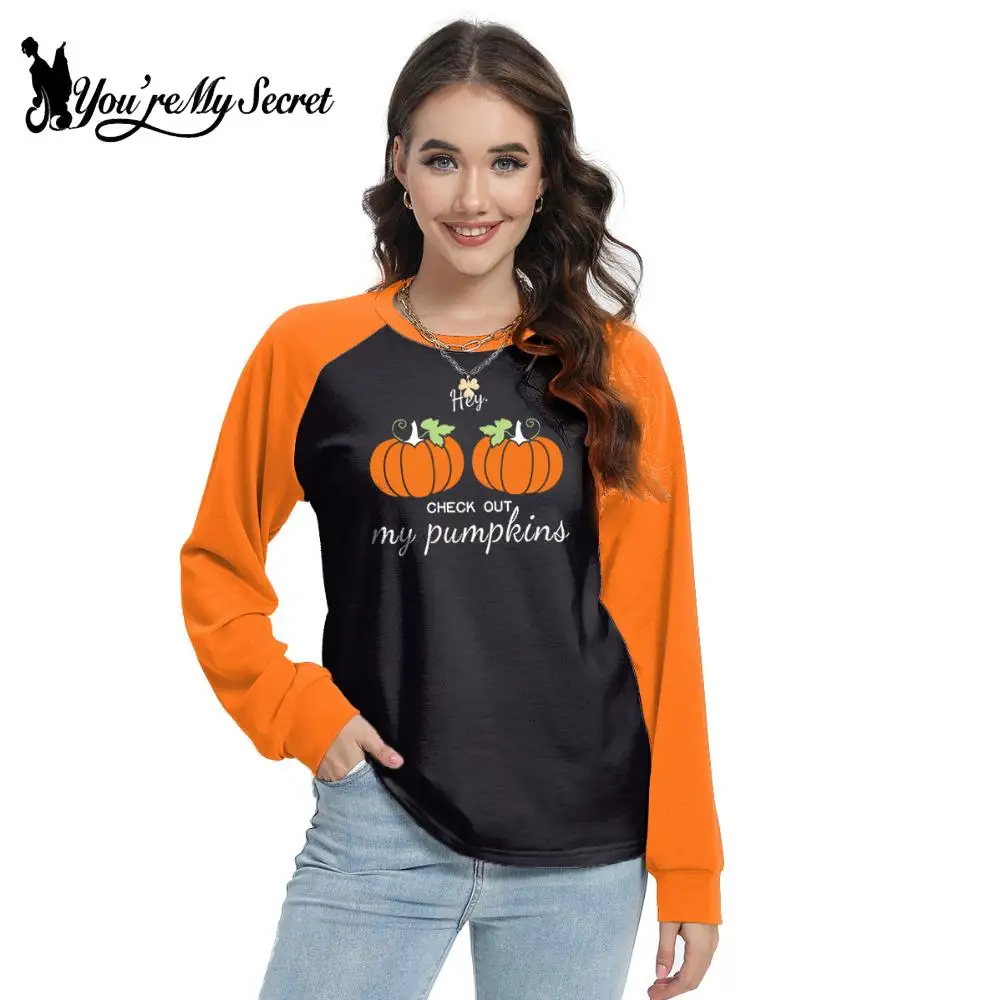 

[You're My Secret] Halloween Funny Cartoon Printing T-Shirt Women Holiday Party Loose Knited Tops Casual Round Neck Hoodies