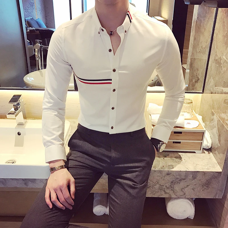 

Brand Clothing Male Spring High Quality Long Sleeve Shirts/Men's Slim Fit Lapel Leisure Shirts/Fashion Tops Plus Mens Shirts