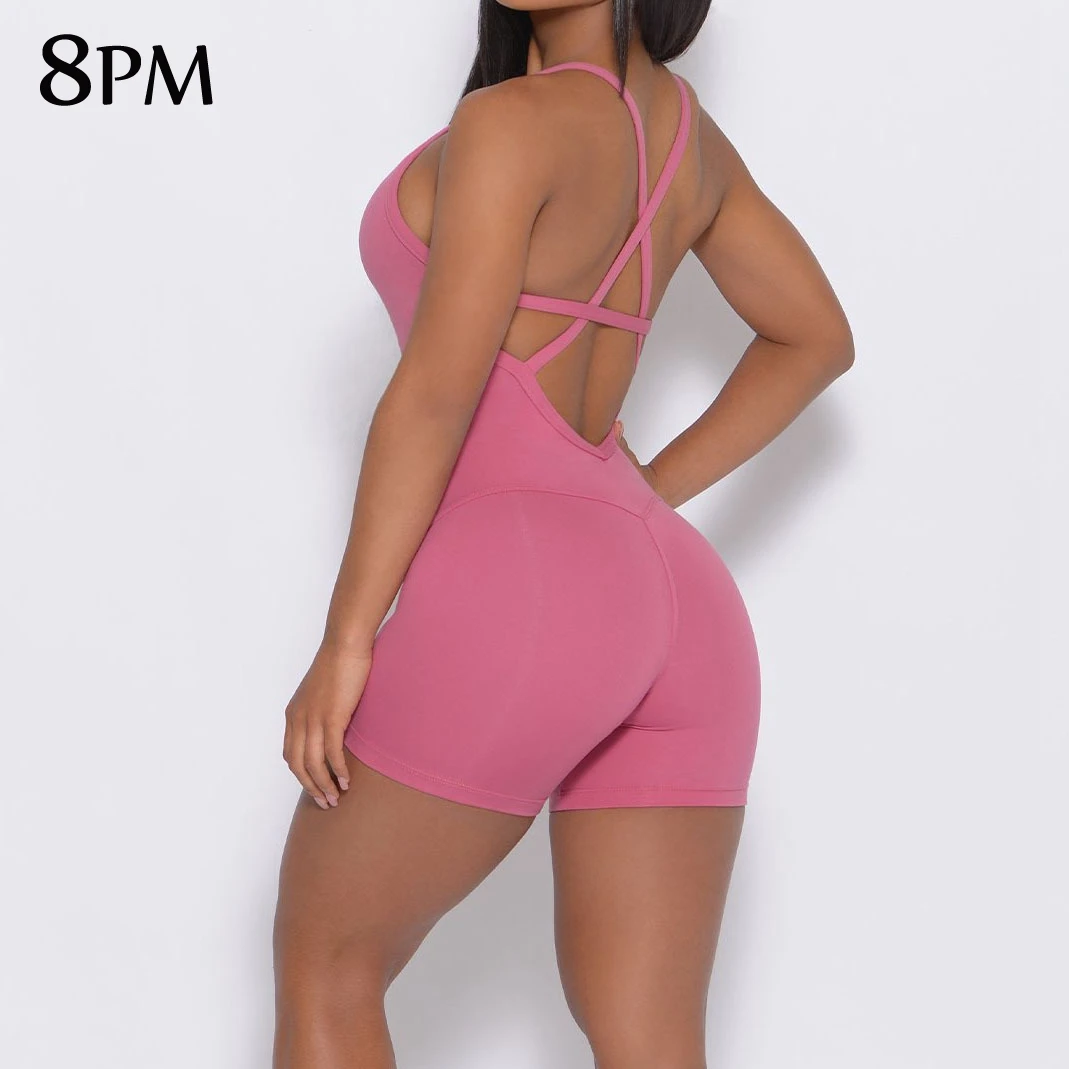 

Women’s Bodysuit Sleeveless Bodycon Rompers Backless Cross Sports Gym Workout Butt Lifting Yoga Jumpsuit One Piece ouc1428