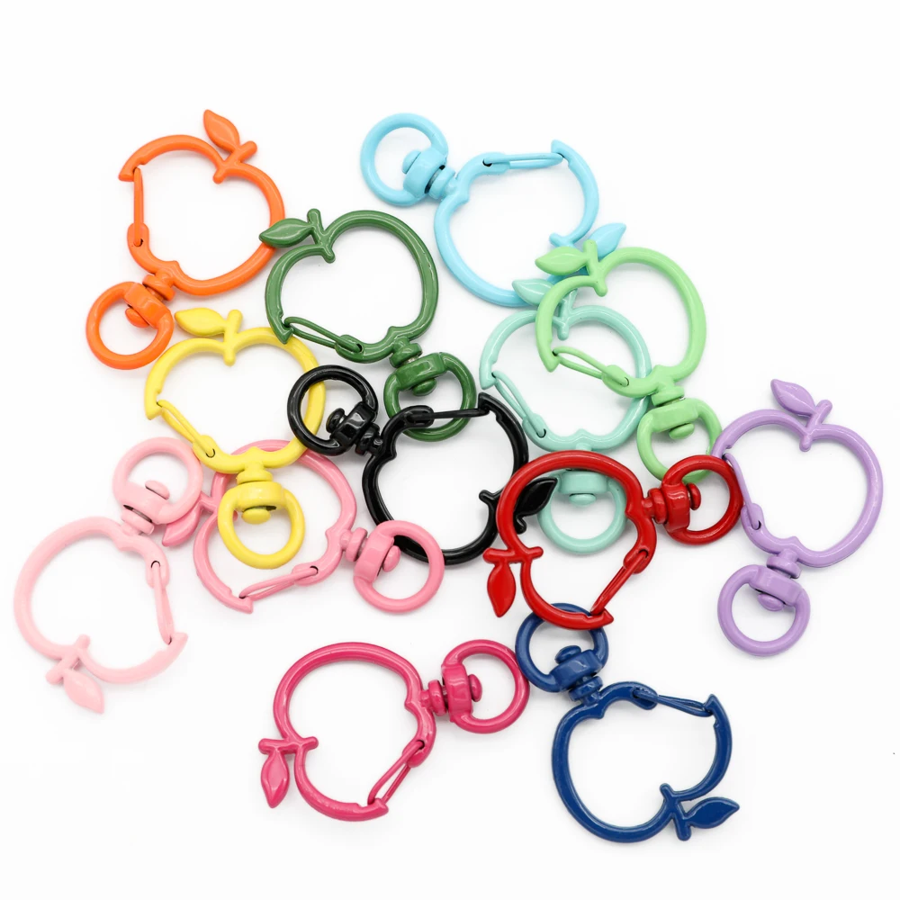 5pcs Apple Shape Trigger Clips Buckles Spring Buckle Snap Hook Lobster Clasp Hooks Split Key Ring For Diy Keychain Accessories
