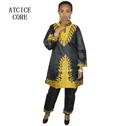 African Bazin Embroidery Design Dresses Top With Pants African Clothes