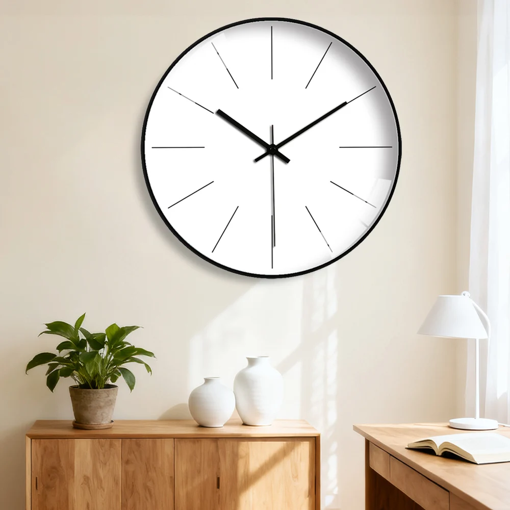 

Solid Color Wall Clock Plastic Frame Quartz Clock for Living Room Bedroom Simple Creative Fashion Non Ticking Clock Decoration