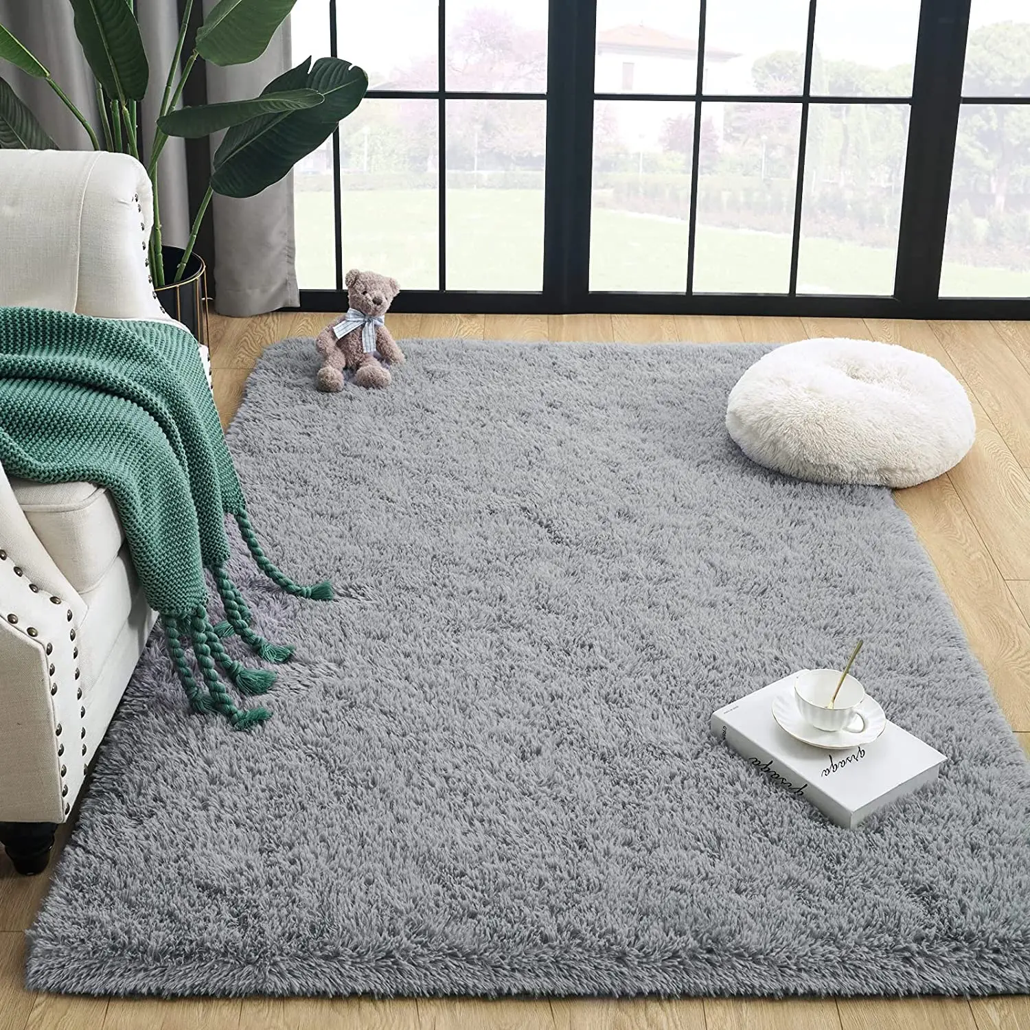 

Colorful Shaggy Soft Fluffy Carpet Plush Fuzzy Rugs for Living Room Nursery Home Decor Floor Rug Modern Bedside Rug Black Carpet