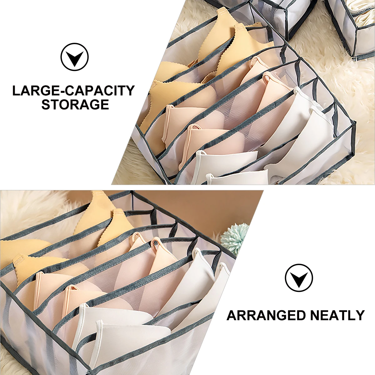 

Underwear Box Storage Organizer Bra Case Large Capacity Breathable Multi Compartments Ideal Accessories Keeps