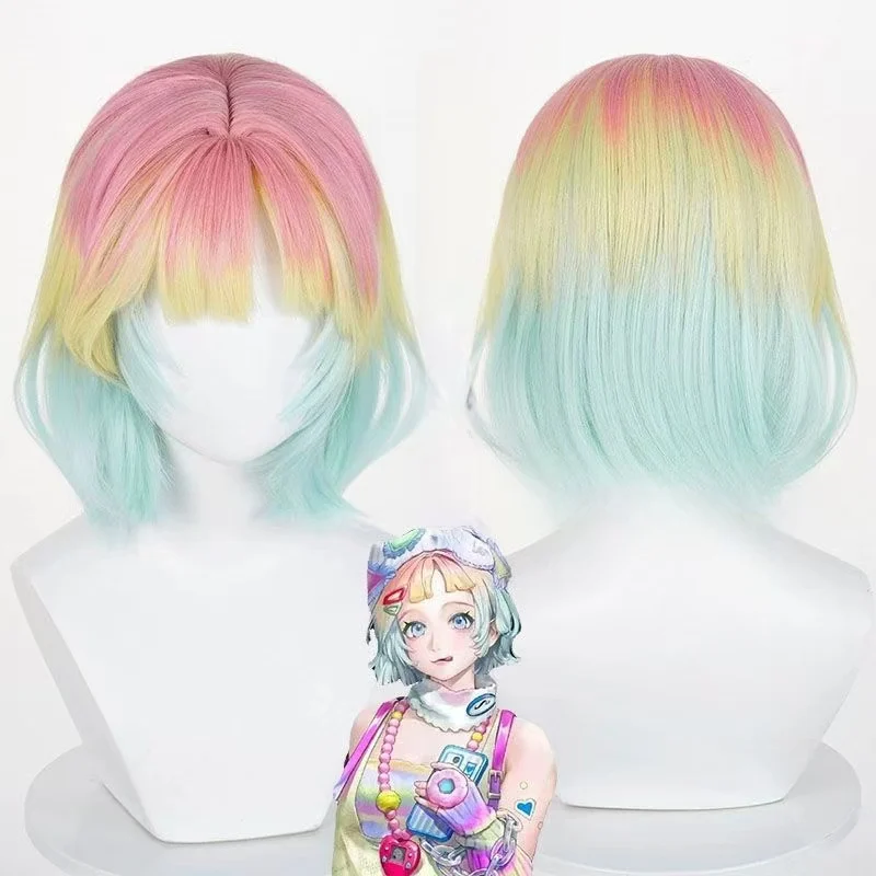 Path to Nowhere Bofei Cosplay Wig 3 Colors Gradient Short Bob Wig Heat Resistant Synthetic Hair With Wig Cap for Halloween Party