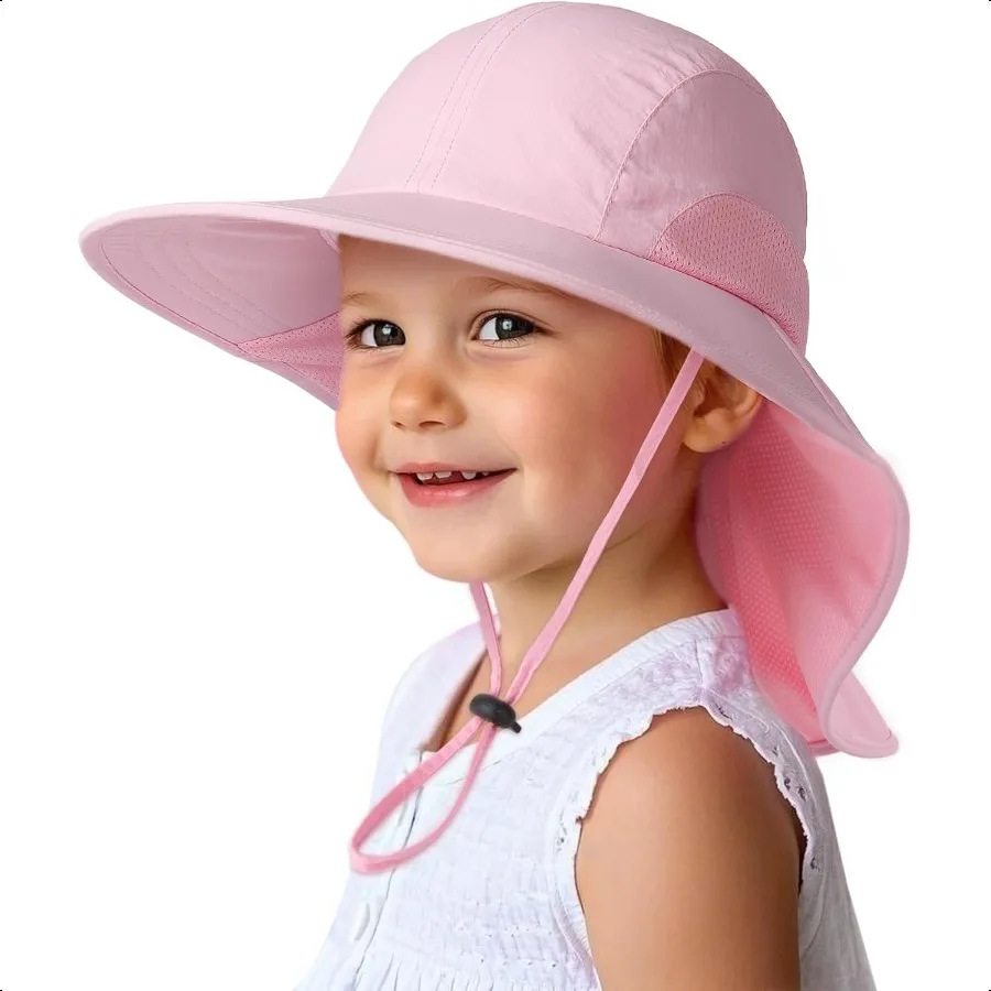

Camptrace Toddler Sun Hats with Neck Flap UPF 50+ UV Protection Wide Rigid Brim Boys Girls Beach Swim Sunhat