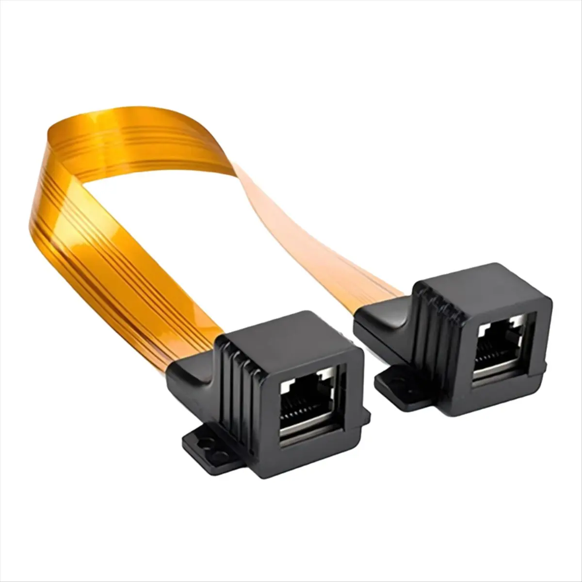 ABAN Flat Cat5 RJ45 Female F Connector Network Internet Cable Pass Home/Car Window Door Feed-Through Jumper Cable 30cm