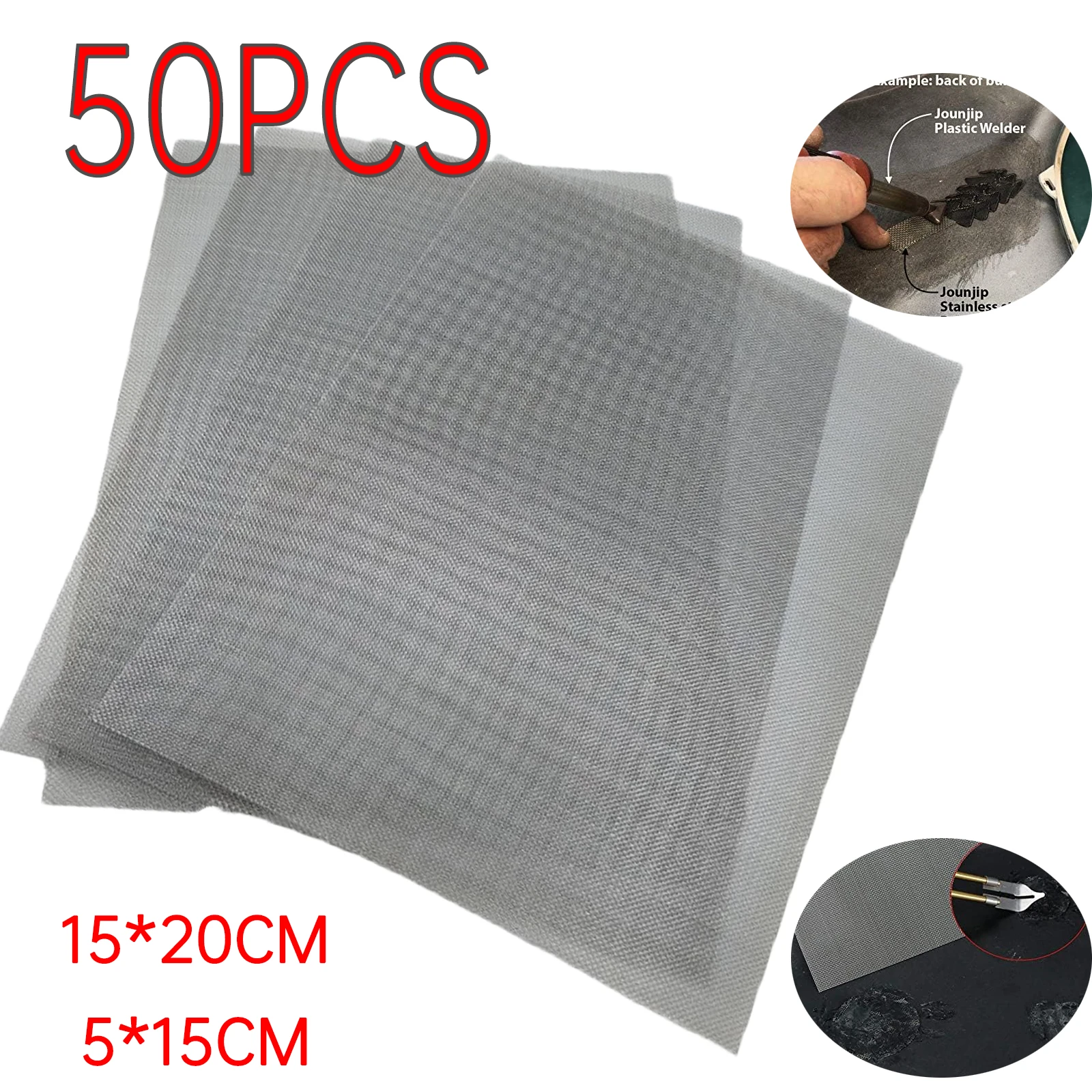5-50PCS Car Bumper Stainless Steel Welded Wire Repair Mesh Hole Crack Patches Trimmable Welding Wire Mesh for Car Repair Welding