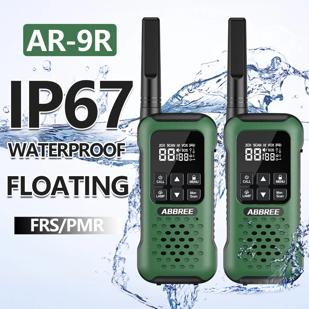 2/4 PCS  AR-9R PMR Walkie Talkie IP67 Waterproof NOAA Long Range Rechargeable Transceiver Ham Two Way Radio for Fishing Kayaking