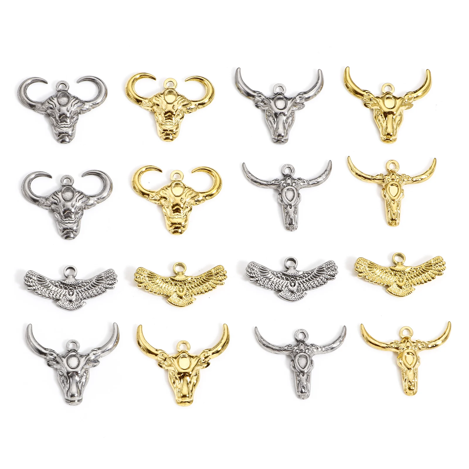 1 Piece 304 Stainless Steel Animal Charms Bull Skull Eagle Pendants For Diy Jewelry Making Findings Men Punk Necklace Supplies