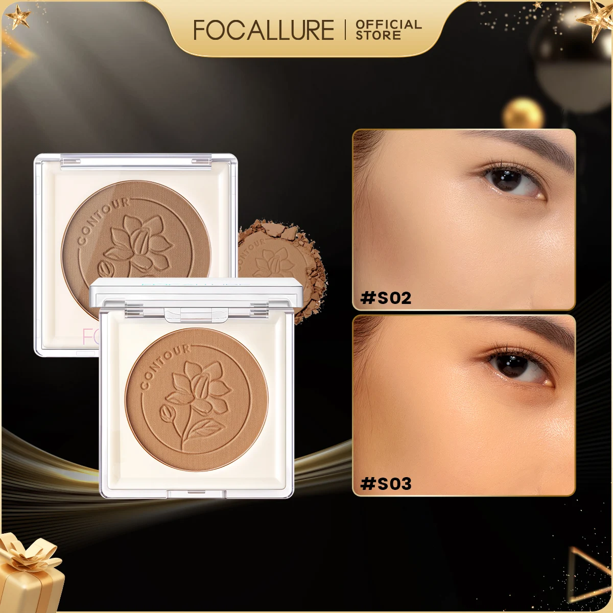 

FOCALLURE 3 Colors Matte Face Bronzer Highlighters Contouring Palette Oil-control Brighten Pressed Powder Base Makeup Cosmetics