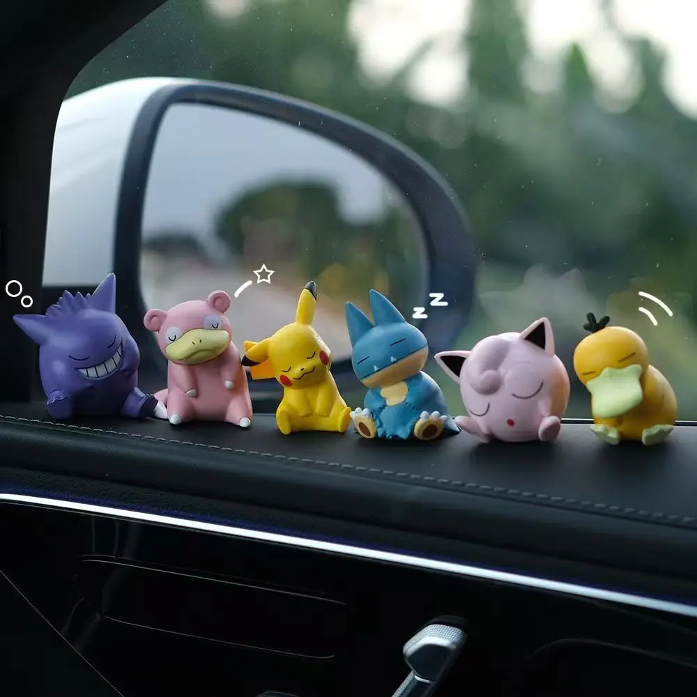 

6pcs/Set Pokemon Anime Figure Toys Sleep Series Car Decoration Ornaments Pikachu Action Figure Toy for Children Birthday Gifts