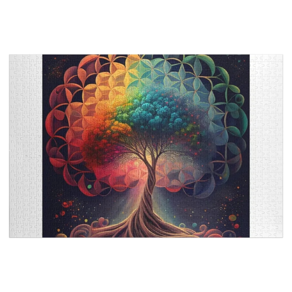 

Psychedelic Tree of Sacred Geometry Jigsaw Puzzle Wooden Name Custom Personalized Name Wooden Toy Personalised Toys Puzzle