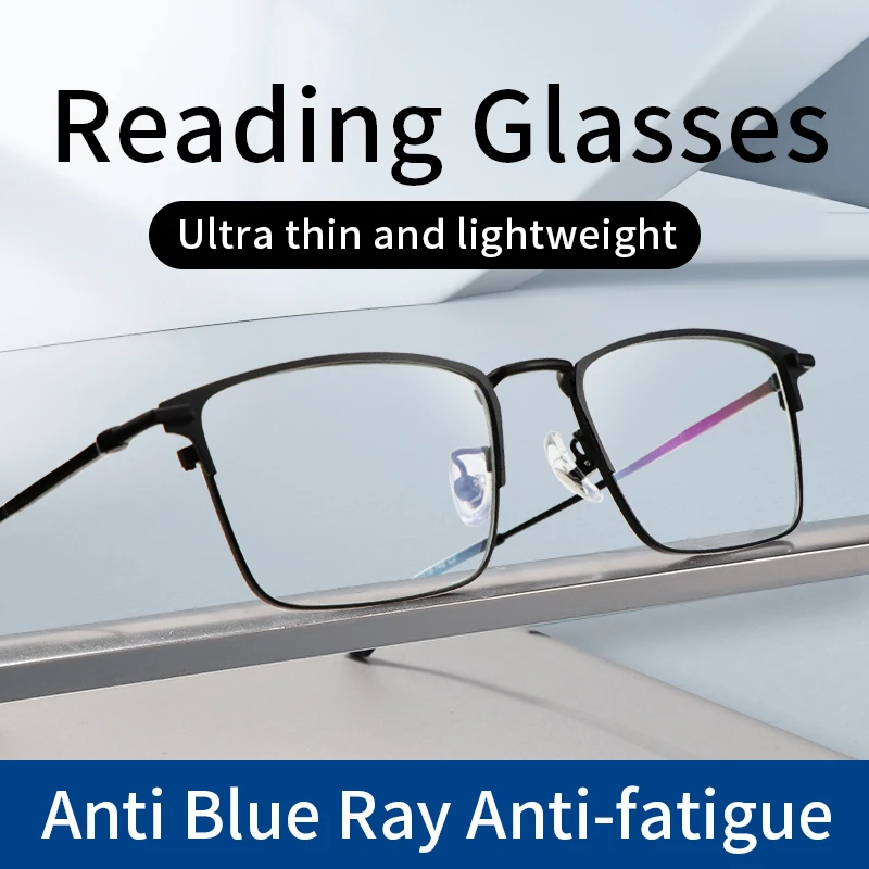  Ultra-Thin Hard Coated Lens Reading Glasses for Men, Blue Light Blocking Presbyopia Eyeglasses,Magnifying Glasses