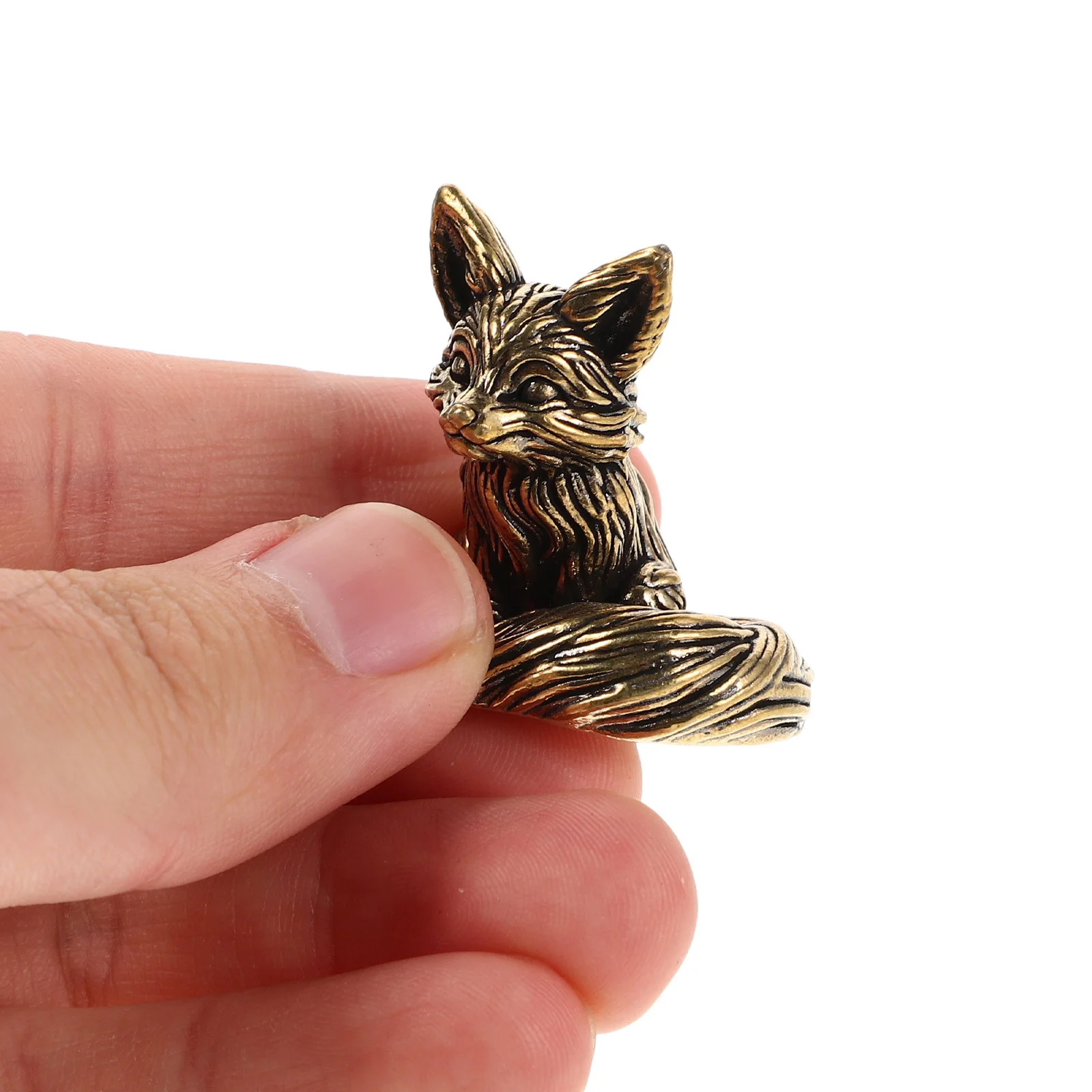 

2Pcs Solid Brass Fox Decor Vintage Animal Statue Miniature Desk Ornament Unique Craft Sculpture Fox Ornament
