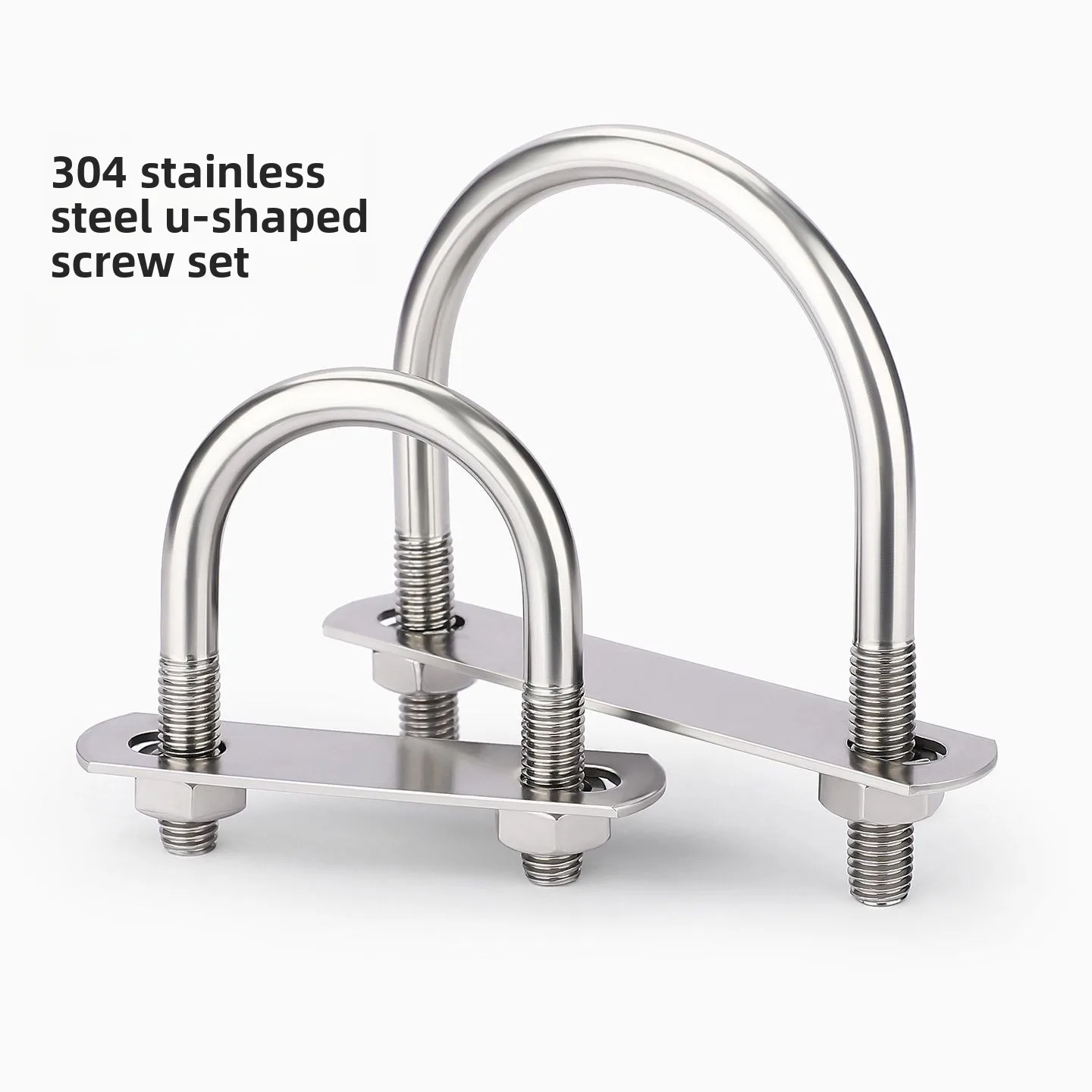 4pcs 304 Stainless Steel U-Type Bolts with Nuts Hoop Horse M6 U-Shaped Screws for Construction Installation Fastener