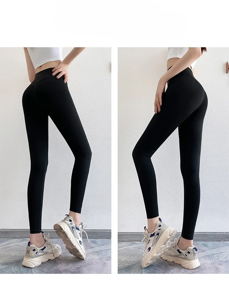 Yoga Pants Black Women Tight-Fit Dyeing Leggings-High-Waist Loungewear Basics Bodycon Ropa Flexible Patch Ladies' Spring Style