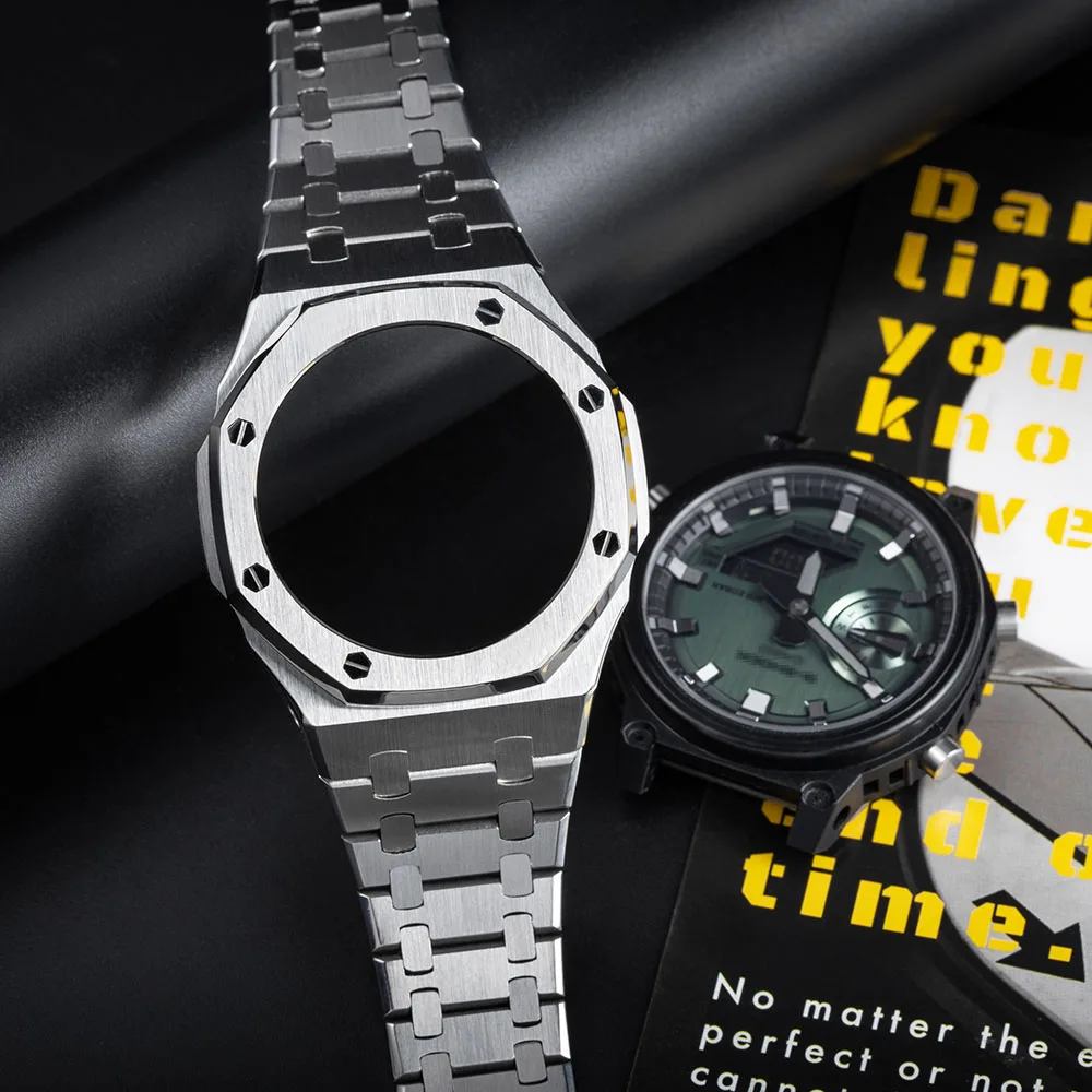 حزام معدني GM-2100 لساعة كاسيو أوك |   ملحقات المزرعة من خشب البلوط |   طقم إطار وحزام بديل (فضي/أسود/ذهبي)