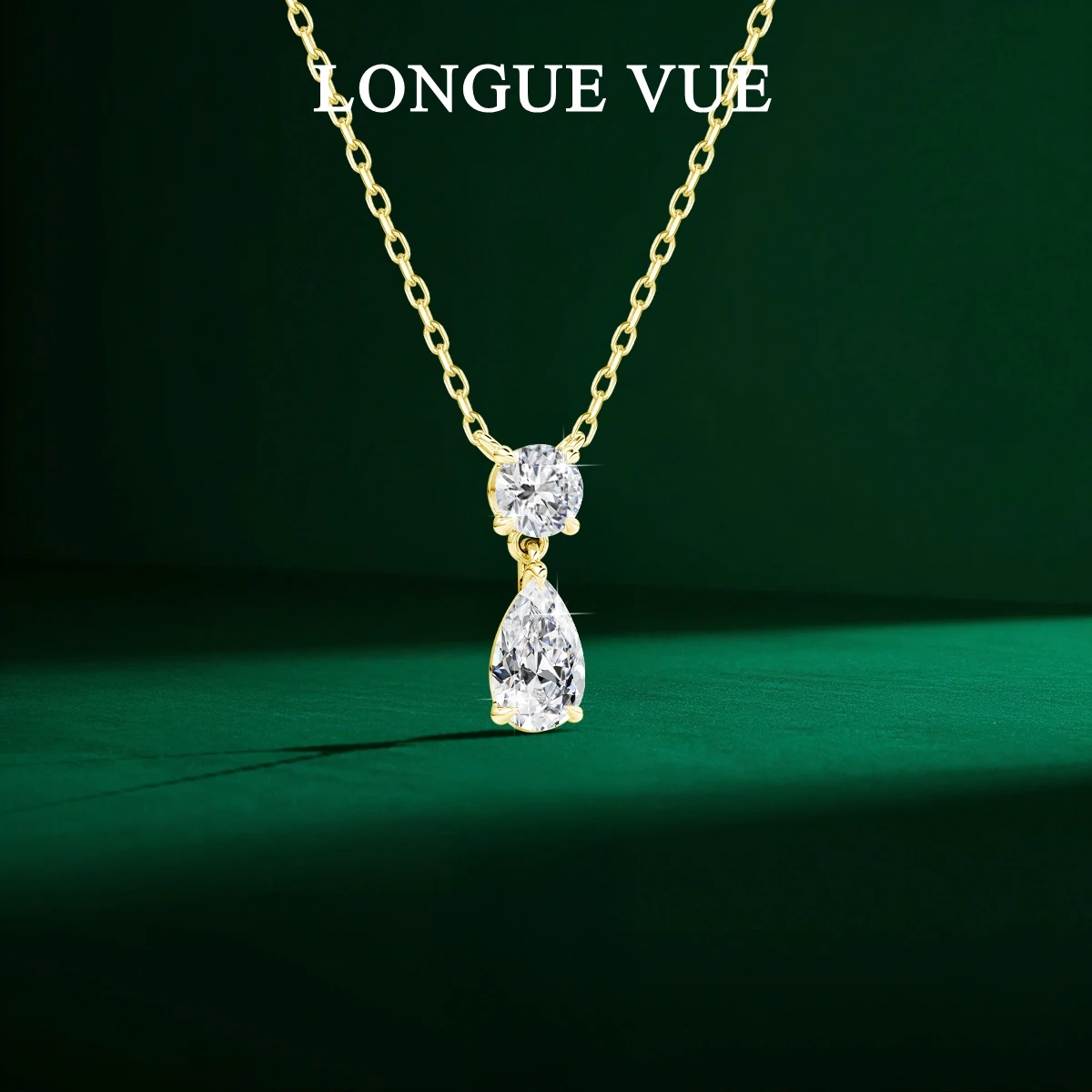 

GRA Certified Moissanite Necklace Solid 14K Gold Filled Pear Cut Lab Diamond Pendant Wedding Solitaire Drop Necklaces for Women