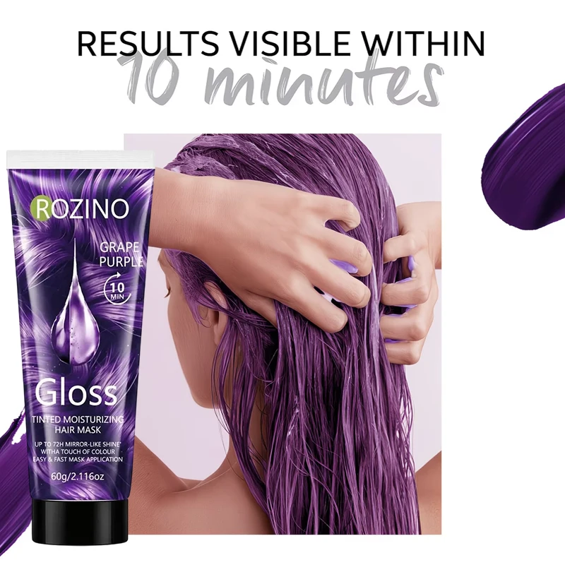 1/2/3 Tubes of Dazzling Grape Purple Color-Enhancing, Smooth and Moisturizing Hair Mask, Quick Semi-Permanent Color in 10 Minutes, Improves Dryness and Frizz after Dyeing, Deeply Repairs Damaged Hair after Dyeing, Gently Moisturizes and Nourishes, Adds Shine to Hair, Extends the Duration of Color Brilliance, Locks in and Protects Color, Multiple Uses Make Hair Appear More Voluminous, Repairs Damaged Hair from Tangles and Split Ends, and from High-Temperature Dyeing and Perming, Suitable for Various Hair Types