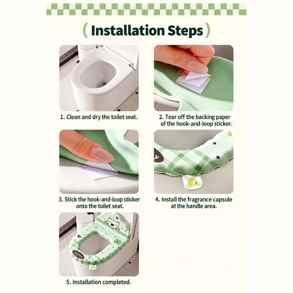 EVA Backrest Toilet Seat Cover Thickened Self-adhesive Aromatherapy Toilet Seat Cushion Waterproof Cartoon Dog Toilet Pad