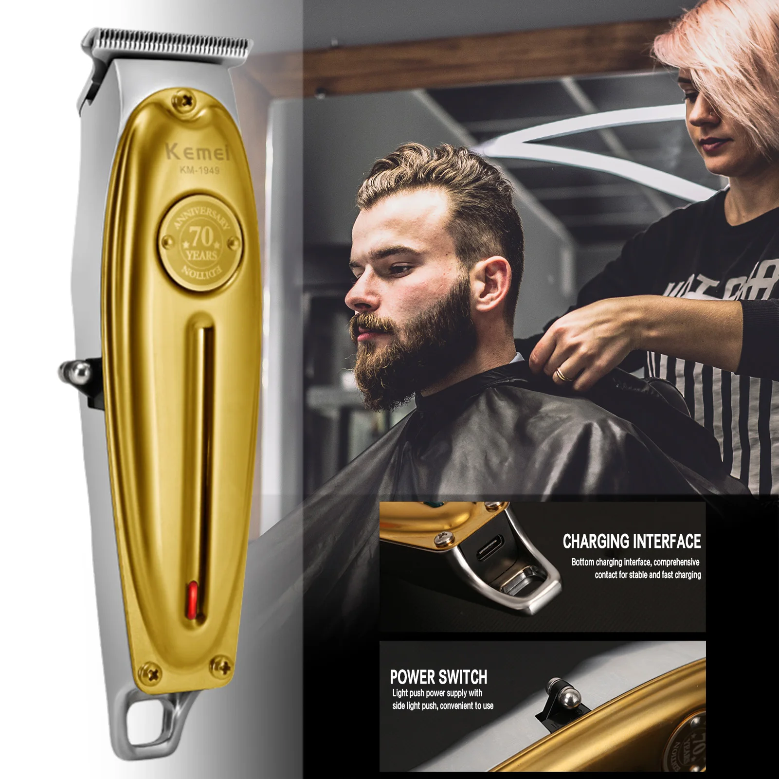 Hairdressing Trimmer Electric Clipper Sharp Blade Electric Clipper with Indicator Light for Haircut Beard Shaver Barbershop