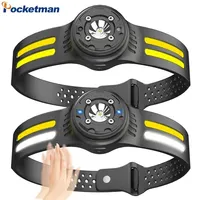 Rechargeable COB+LED Headlamp Smart Motion Sensor Waterproof Headlight Portable Lightweight Head Lamp for Camping Running