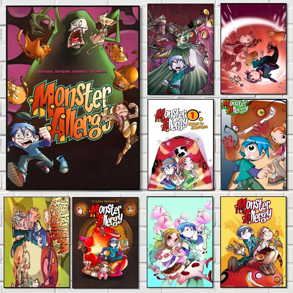 Cartoon M-Monster Allergy Poster Print Painting Home Decor for Bedroom Living Room Hallway