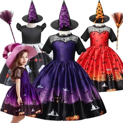 Baby Girls Halloween Witch Costume Children Cosplay Vampire Princess Dresses Kids Dress Up Clothe 2024 Carnival Party Gift 3-10Y