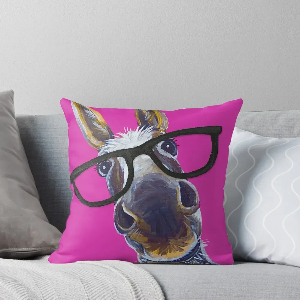 

Funny Donkey art, Donkey with glasses Throw Pillow christmas supplies Covers For Sofas Christmas Pillows Cushion Cover Pillow