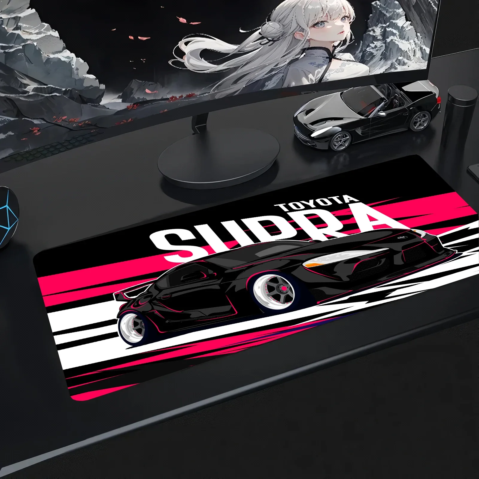 TOYOTA Super Sports Car Anime Mouse Pad Large Computer Office Game Mat Rubber Anti-slip Gaming Accessories Keyboard Desktop Pads