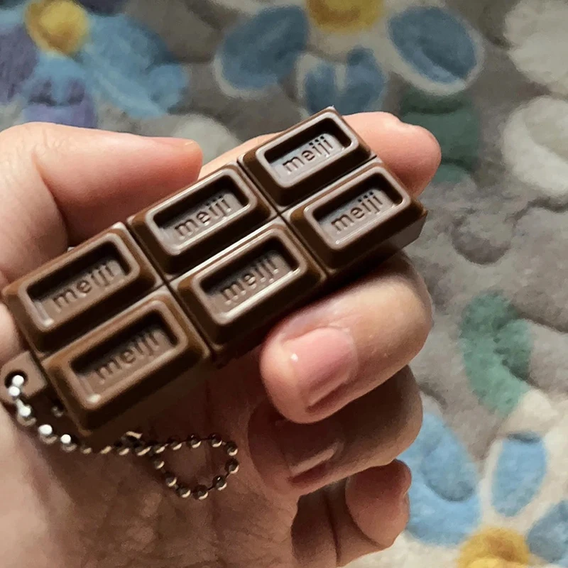 Hot Simulated Meiji Chocolate Fidget Toy Bendy Snap-And-Play Stress Relief JP Style Keychain Pendant Funny Gift Creative Gadgets image 4