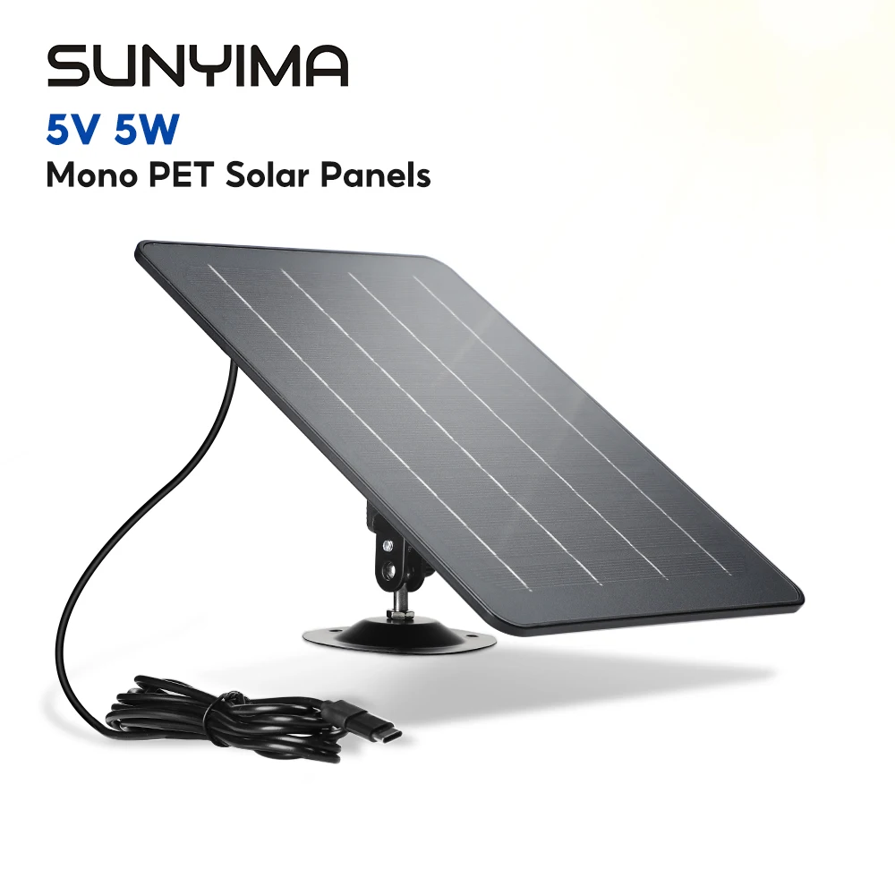 1pcs SUNYIMA 5V 5W PET Monocrystalline Solar Panel 243*180 Single Panel Solar Panel Suitable for solar camera