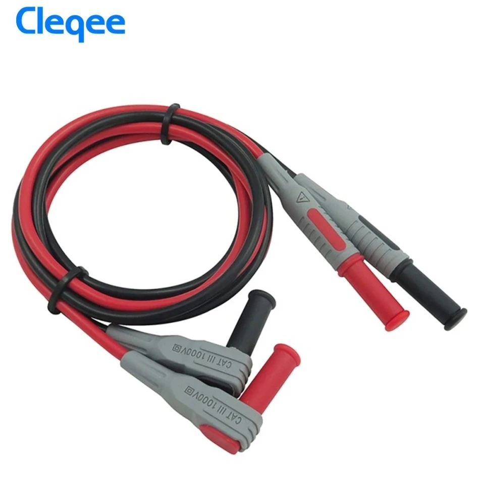 Cleqee P1033 Multímetro Teste Cabo Injeção Moldado mm Banana Plug Teste Linha Reta para Curvo Teste Cabo