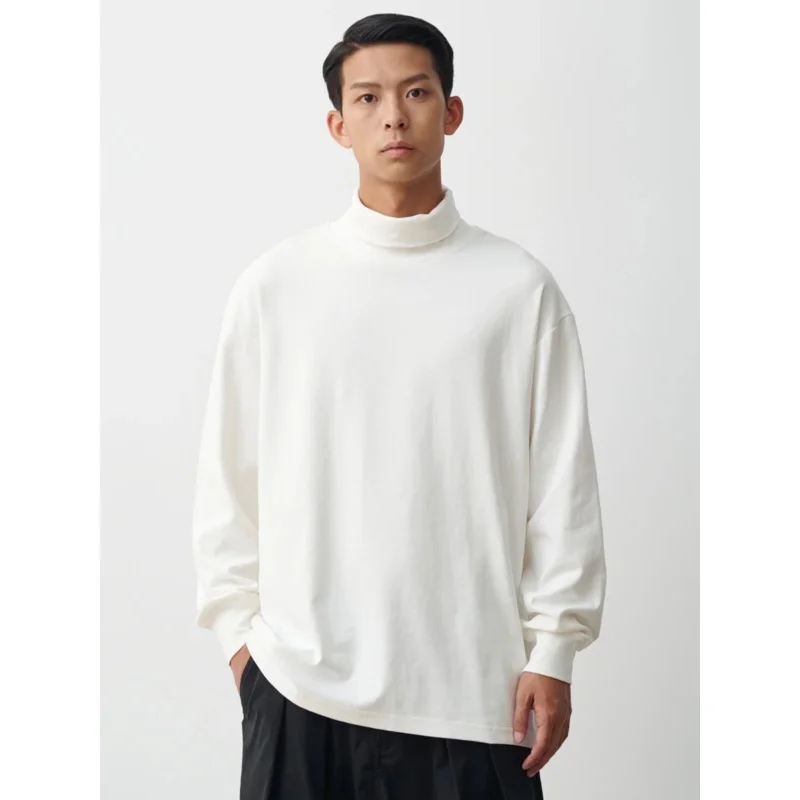 Japanese retro half turtleneck bottoming loose long-sleeved T-shirt knitted top