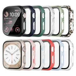 Szkło + pokrowiec na Apple Watch 44mm 40mm 45mm 41mm 42mm 38mm akcesoria osłona ekranu iWatch seria 9 8 3 7 SE 6 5 4 3 2