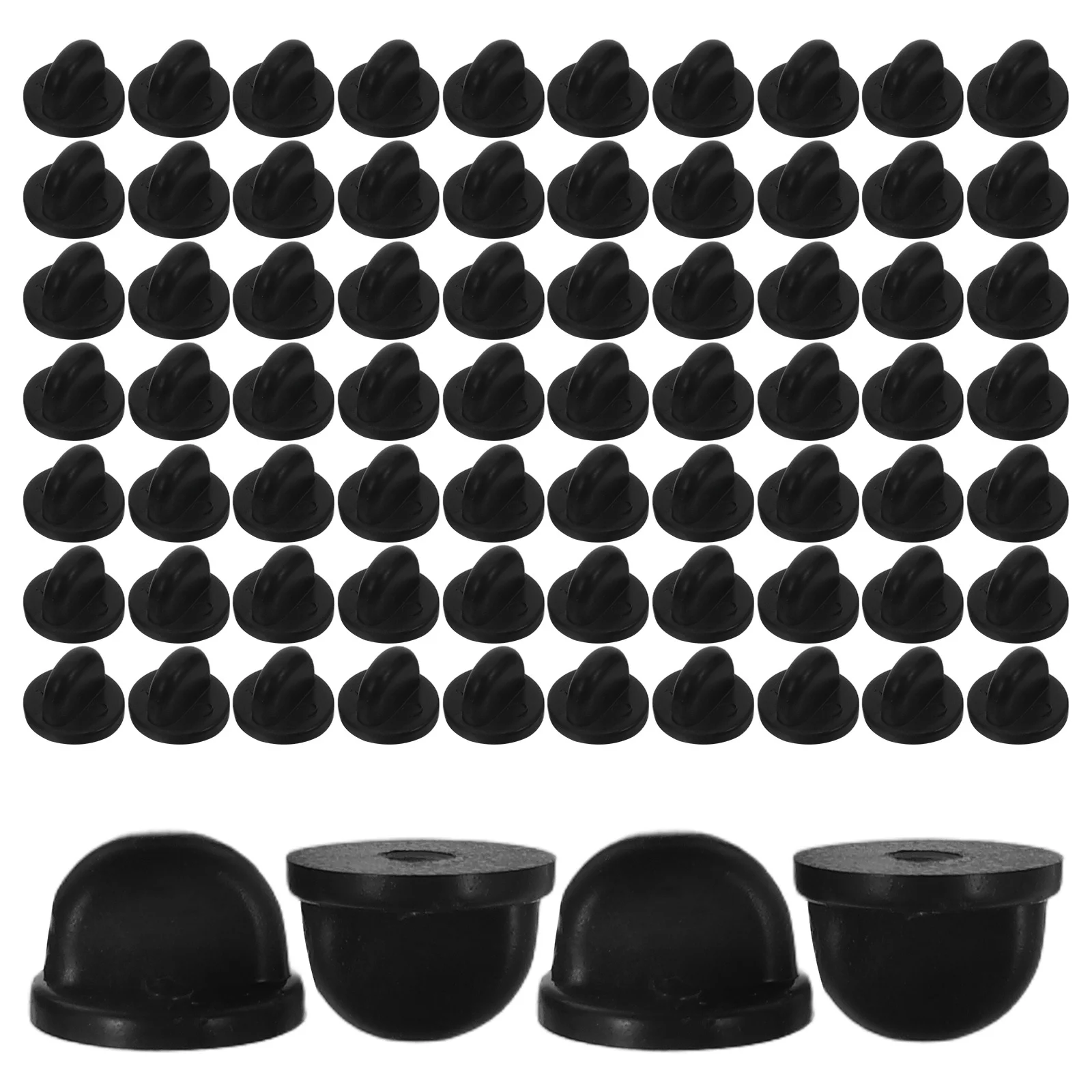 

150pcs Locking Pin Backs Rubber: Flexible Lapel Badge Brooch Hat Tie Name Tag Medals Storage Case Jewelry Craft Accessory