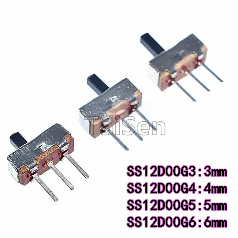 

50PCS SS12D00G3/G4/G5/G6 Small Toggle Switch 3-Pin 2-Position Horizontal Lever Type 1P2T Lever Height 3/4/5/6MM