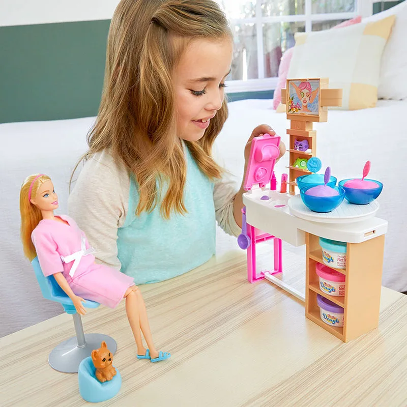 Barbie-Puppe, Gesichtsmaske, Spa-Spielzeug-Set, Selbstpflege Gjr84, Rollenspiel für Mädchen, reichhaltiges Zubehör, bewegliche Gelenke, Weihnachtsgeschenke für Mädchen